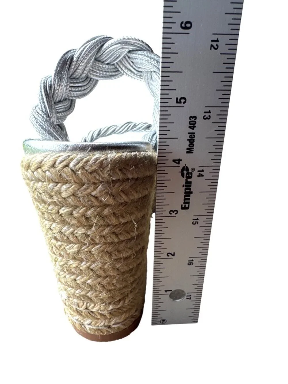 Stuart Weitzman Silver Braided Rope Strap Espadrille Wedge Sandals Sz 8 Spain
